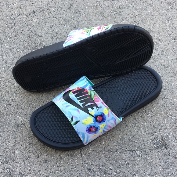 WMNS NIKE BENASSI SLIDES JUST DO IT JDI FLOWERS - Picture 6 of 6